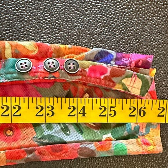 NATURAL LIFE Multicolor Mesh Sheer Floral Button-Down Shirt s medium - Picture 10 of 10